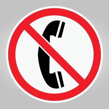 Prohibited Use of Mobile Phone Signage with Icon and Red Circle Mark vector