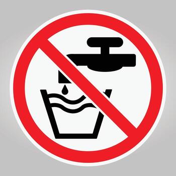 No Drinking Water Sign with Faucet Symbol and Red Circle Slash Background vector