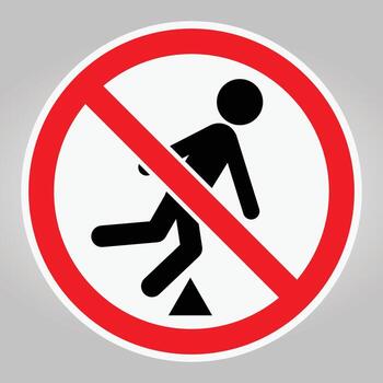 Warning Sign for No Walking and No Treading in Designated Areas vector