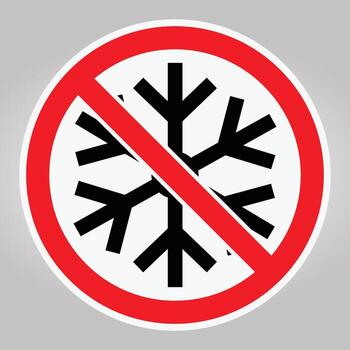 No Snowflake Symbol in Red Circle with Slash on Gray Background vector