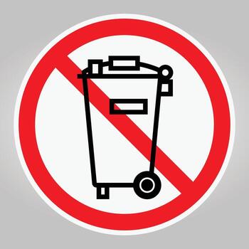 No Trash Disposal Sign with Icon and Warning Message Against Littering vector