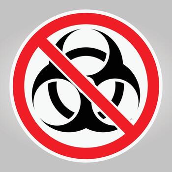 Warning Sign Against Biohazards with a Red Circle and Slashed Symbol vector