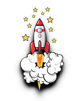 Rocket launch into space vector