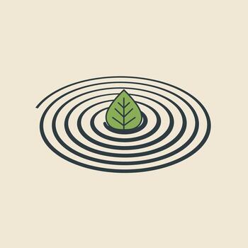 Logo design of a green leaf floating in a circular motion vector