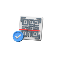 uma 3d Renderização do uma qr código com uma verificação marca de seleção. png