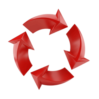 dynamisk röd pilar cykel formning en kontinuerlig slinga abstrakt begrepp png