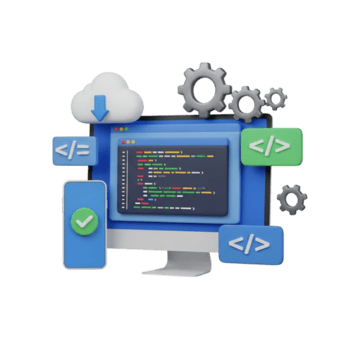 digital tecnologia conceito arte computador tela codificação Programas desenvolvimento nuvem Serviços png