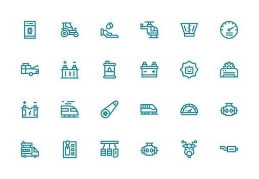 Thick Line Line Icons from Engine Set with 24 Vectors Basic Icon Series