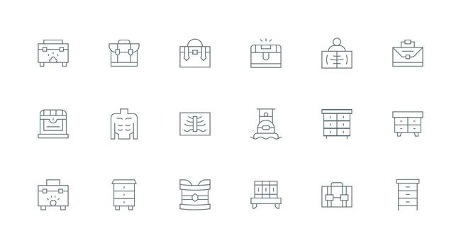 cofre visual paquete conteniendo 18 mínimo línea íconos limpiar icono conjunto icono paquete para ui proyectos vector