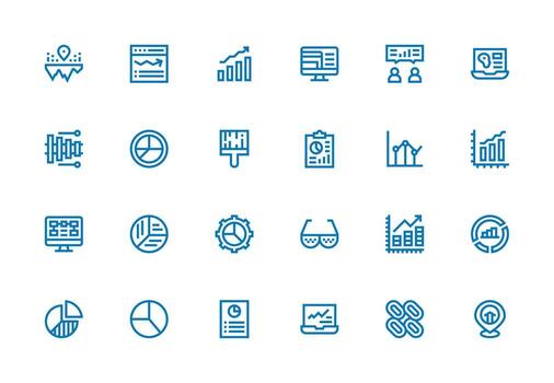 24 Thick Line Line Vectors for Data Visualization Theme Versatile Icon Collection for Designers