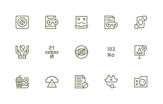 Regular Line Icons from Unavailable Set with 15 Vectors Scalable Icons for All Themes