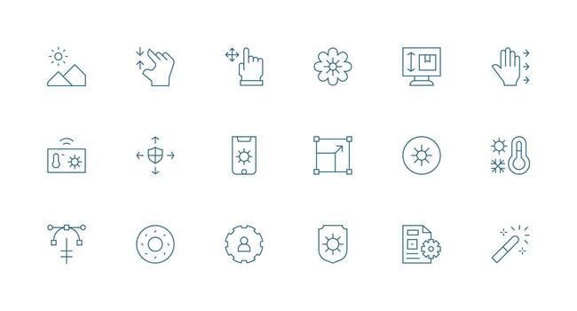 Adjust featuring 18 Icons in Minimal Line Design Detailed Icon Collection for Design Systems vector