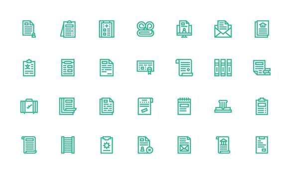 Paperwork Design Icons featuring 28 in Bold Line Style Clean Icon Set Icon Pack for UI Projects vector