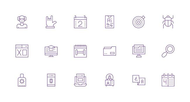 mínimo línea estilo programa íconos con 18 vectores moderno línea y glifo icono serie