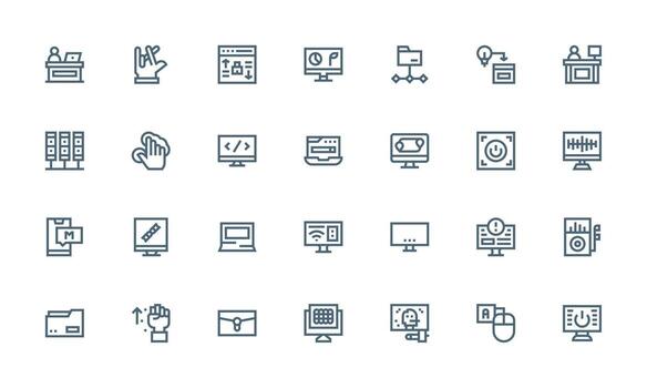 Computer Set with 28 Bold Line Icons Icon Set for Apps vector