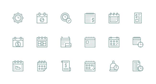 Due Date including 18 Minimal Line Illustrations Balanced Icon Set for Functional Design vector