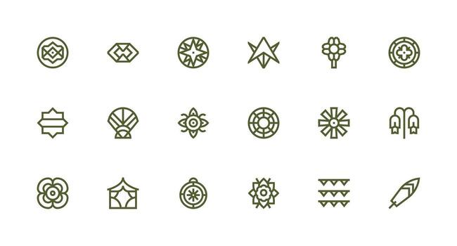 Decorative Element Icon Set with 18 Strong Stroke Line Graphics Creative Icon Set vector