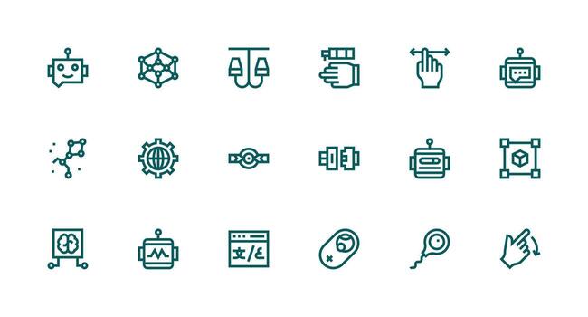 interfaz icono conjunto con 18 fuerte carrera línea gráficos estilo icono conjunto vector