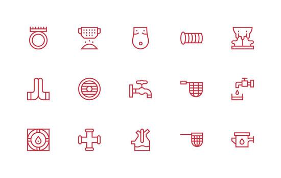 Regular Line Icons from Drain Set with 15 Vectors Style Icon Set