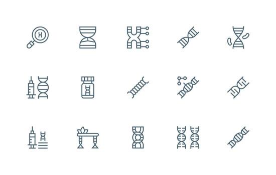 15 Icons for Gene in Regular Line Format Icon Set for Web vector