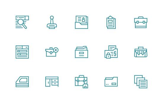 15 Regular Line Style Icons from Documents Collection Icon Set for Projects vector