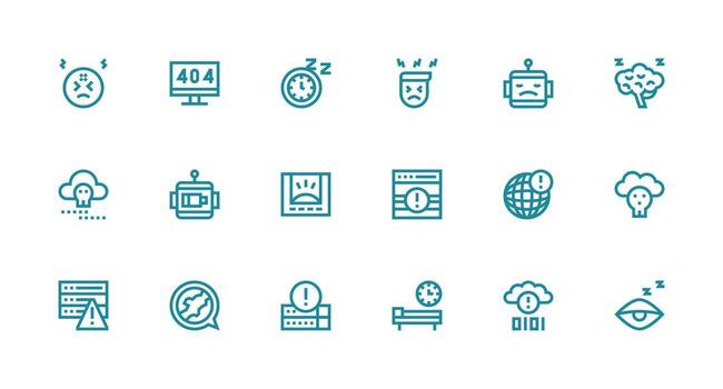 Strong Stroke Line Icons from Downtime Set with 18 Vectors Clear and Concise Icon Set Collection