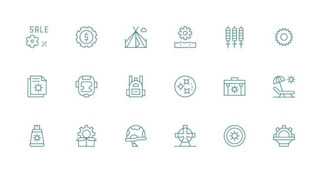 18 Minimal Line Designs for Gear Icons Simple Icons for Interface and Wireframes vector