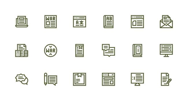 18 Strong Stroke Line Style Icons from Text Collection Core Icon Collection for Daily Tasks vector