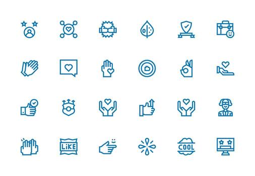 positivo realimentación icono conjunto con 24 grueso línea línea gráficos sensible icono conjunto para flexible diseños vector