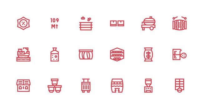 Strong Stroke Line Icons from Bulk Set with 18 Vectors App Icon Pack