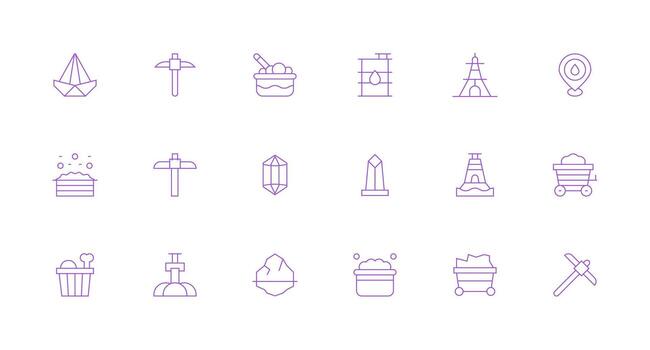 18 Minimal Line Style Icons from Mineral Collection Scalable Icon Pack vector