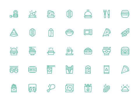 Regular Clean Line Icons from Dinner Set with 35 Vectors UI-Ready Icon Collection