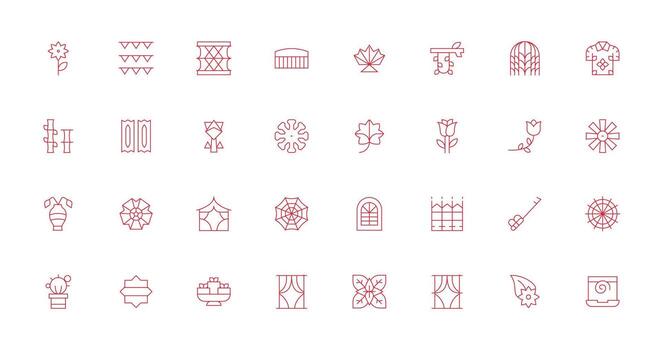 Ornamental featuring 32 Icons in Thin Line Design Multi-Style Icons for Creative Projects vector