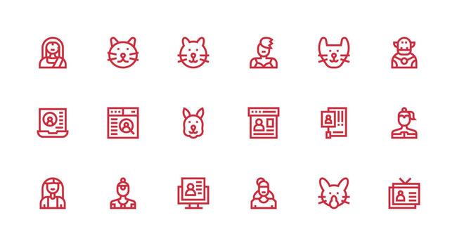 18 fuerte carrera línea estilo íconos desde perfil ver colección claro y conciso icono conjunto colección vector