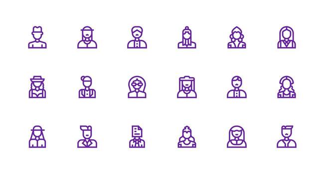 Manager Icon Set with 18 Strong Stroke Line Graphics Light Icon Series vector