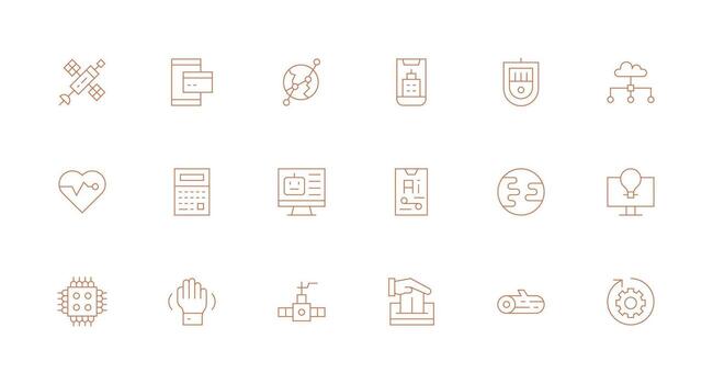 tecnología presentando 18 íconos en mínimo línea diseño sencillo íconos para interfaz y wireframes vector