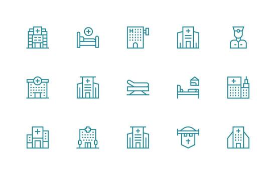 Ward Set with 15 Regular Line Icons Versatile Icon Collection for Designers vector