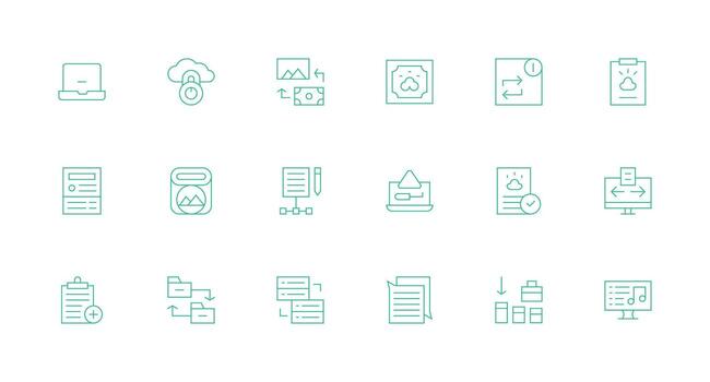 Minimal Line Style File Management Icons with 18 Vectors Organized Icon Pack for Quick Access