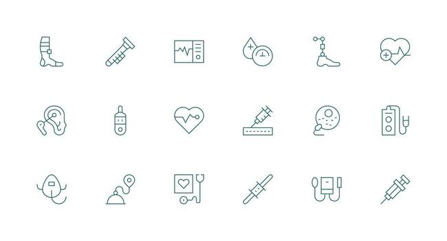 18 Minimal Line Icons for Medical Device Graphics Full Icon Library for UI Designers vector