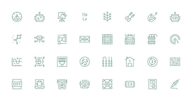 circuito conjunto con 32 Delgado línea íconos limpiar conjunto para diseño prototipos vector