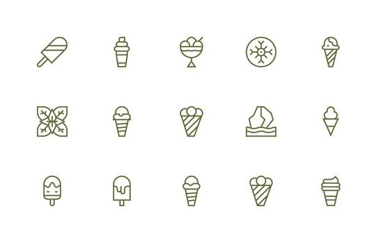 Frozen Icon Set with 15 Regular Line Graphics Layout Icon Collection vector