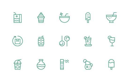 15 Icons for Refreshment in Regular Line Format Core Icon Collection for Daily Tasks vector