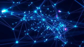 looping animering av lysande neuralt nätverk anslutningar formning och strömmande med energi pulser, sömlös slinga, trogen ai visualisering, neon stil, 4k upplösning video
