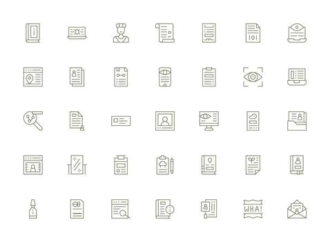 detalles icono conjunto con 35 ligero línea gráficos usuario interfaz íconos para digital productos vector