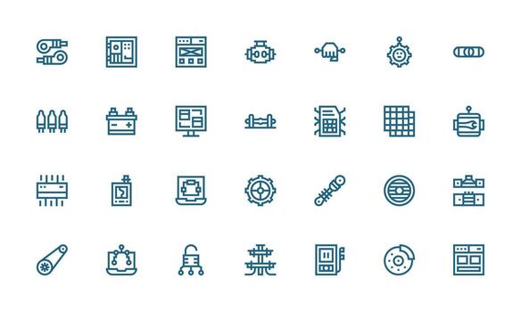 Bold Line Icons from Component Set with 28 Vectors Simple Icon Pack