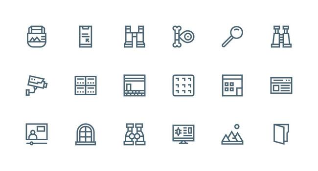 View featuring 18 Icons in Strong Stroke Line Design Icon Set for Projects vector
