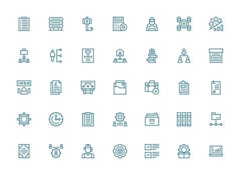 35 regular limpiar línea diseños para administración íconos claro y conciso icono conjunto colección vector