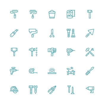 25 Icons for Diy in Medium Stroke Outline Format Pixel Perfect Icons for Modern Apps vector