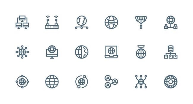 Network Connection Icon Collection with 18 Strong Stroke Line Designs User Interface Icons for Digital Products vector
