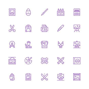 Medium Stroke Outline Style Artwork Icons with 25 Vectors Neatly Designed Icons for Web Platforms
